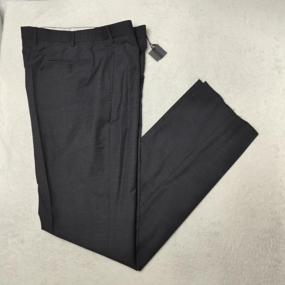 Zanella Pants Mens 40 Gray Check Todd Wool Dress Slacks Unfinished Suit Italy